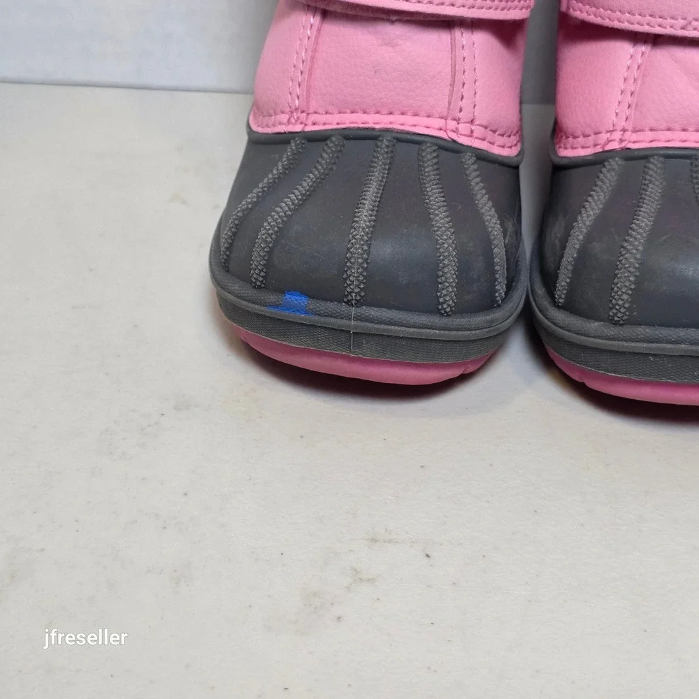 Cat & Jack Toddler Girls Pink Gray Snow Boots Thermolite Faux Fur Size 8